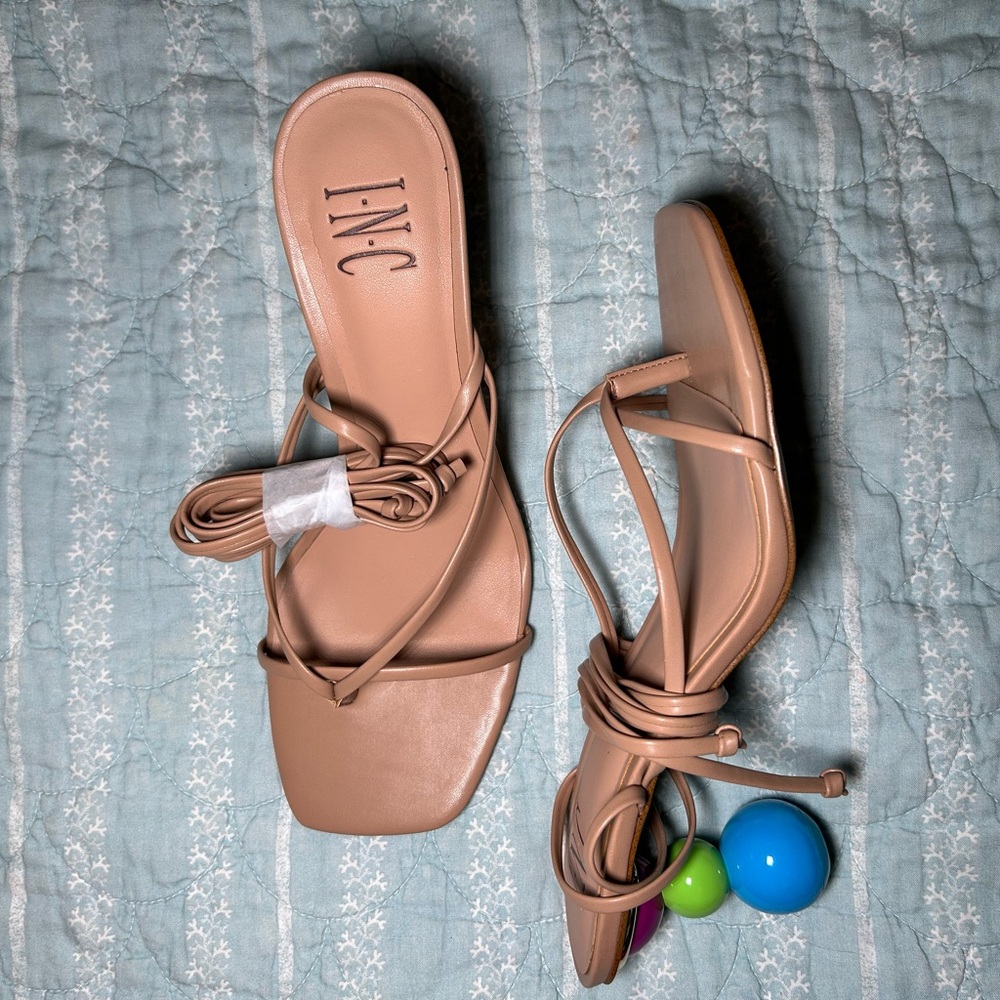 INC International Concepts Tan Sandals with Ankle Wrap